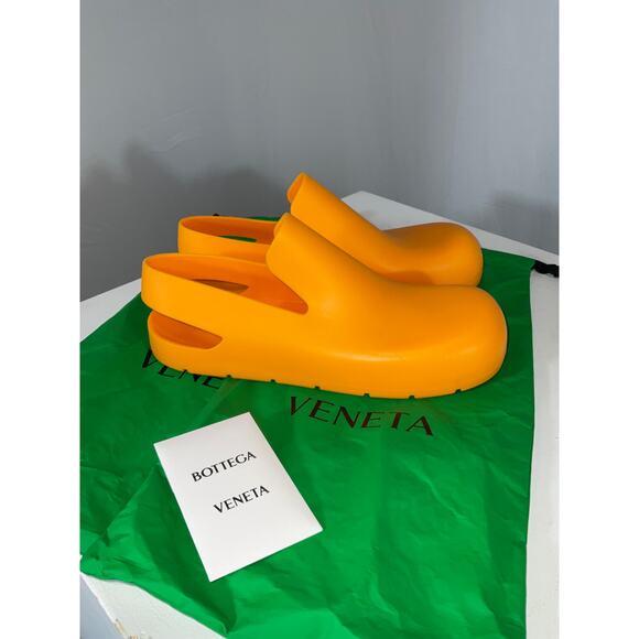 Bottega Veneta 'Puddle' Orange Rubber Mules Size 38 - Picture 3 of 6